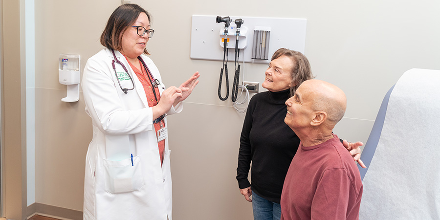 Oncology patient Matt Ciociolo and his wife, Mary, with a GBMC oncologist