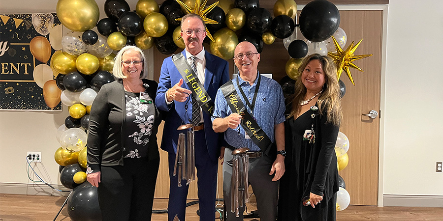 Drs. Lanzo and Schmidt with two of their employees at the former's retirement event