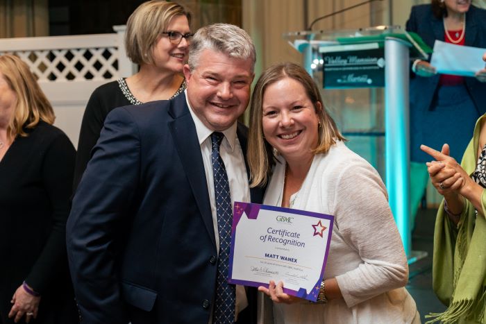 Matt Wanex and Angie Feurer at the Employee Recognition Event