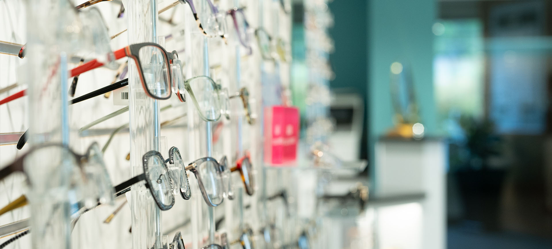 Eye glasses on a rack for sale